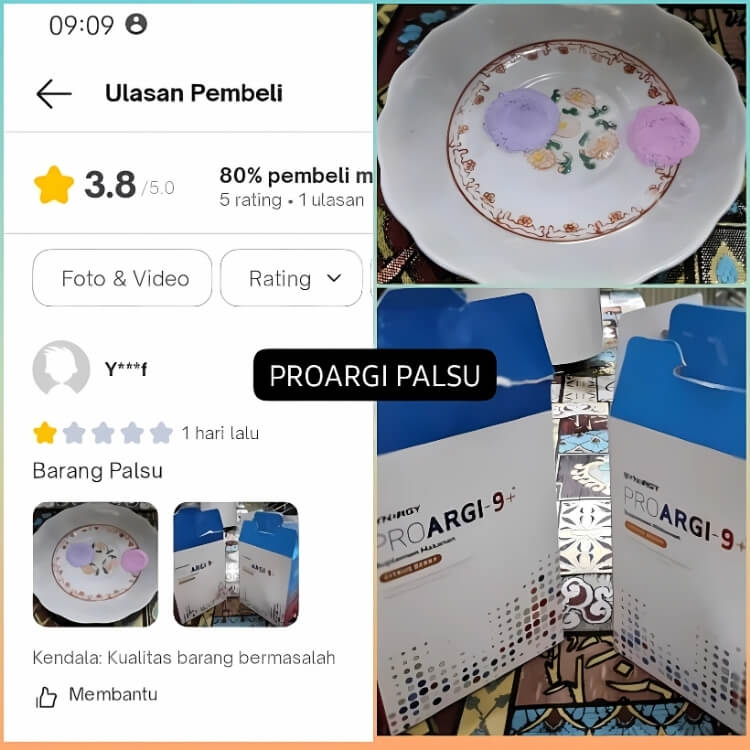 Produk palsu Proargi-9 Plus 4